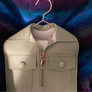 Sage green jacket on a hanger purse!
